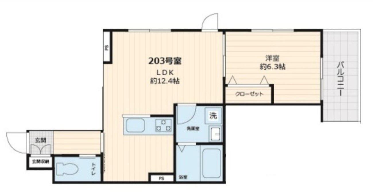 TIEDEUR(1LDK/2階)の間取り写真