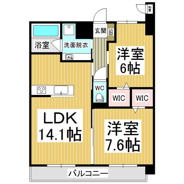 マンションブロッサム(2LDK/4階)の間取り写真