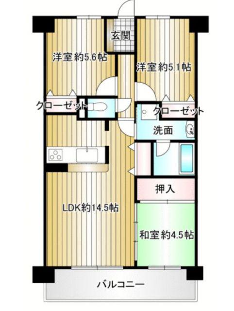 シャルマンコーポ桜井II(4LDK/4階)の間取り写真