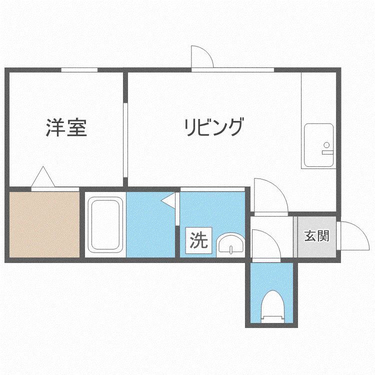 ネージュ元町II(1DK/3階)の間取り写真