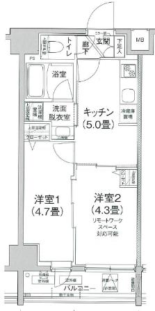 ティモーネグランデ田端ドゥーエ のあち(2K/2階)の間取り写真
