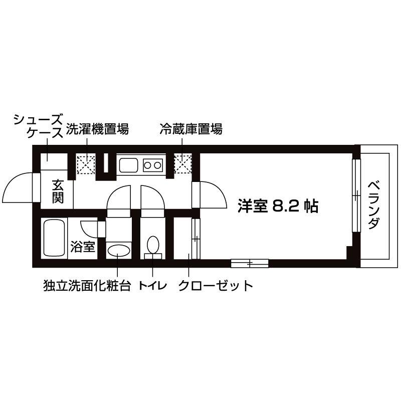 ブライストン大宅(1K/4階)の間取り写真
