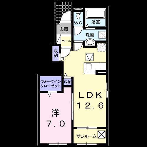 セイバリーS II(1LDK/1階)の間取り写真