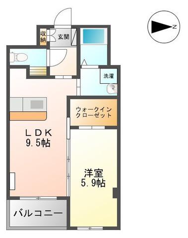 フェリエ浜乃木(1LDK/3階)の間取り写真