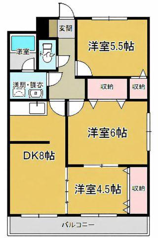 エテルナ鴨島(3DK/2階)の間取り写真