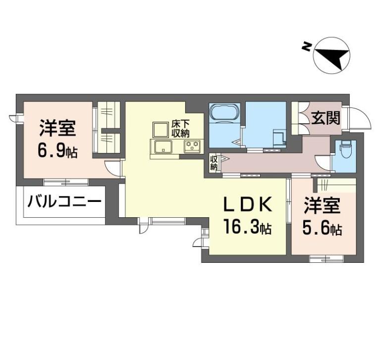 シャーメゾン湘南菱沼(2LDK/1階)の間取り写真