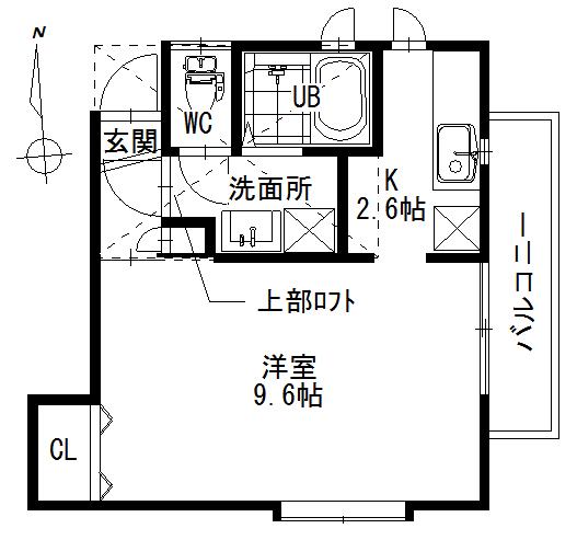 アルトデン(1K/2階)の間取り写真