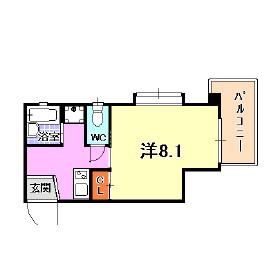 エスポワール春日野道(1K/2階)の間取り写真