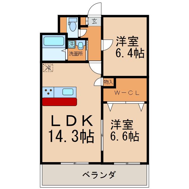 ファインコート(2LDK/6階)の間取り写真