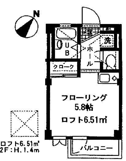 アルベリーノ東高円寺(ワンルーム/1階)の間取り写真