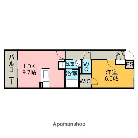 サプリーム若草(1LDK/2階)の間取り写真