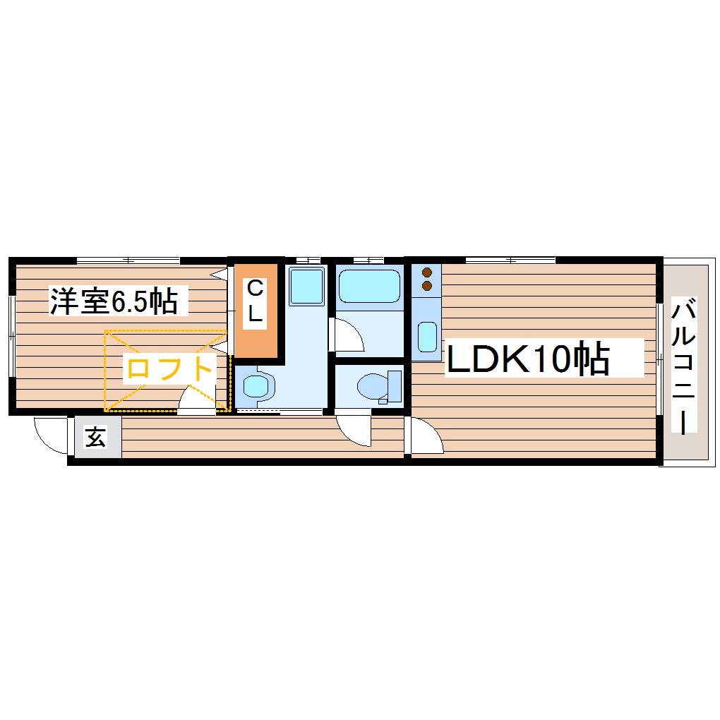 ツインハウスE(1LDK/2階)の間取り写真