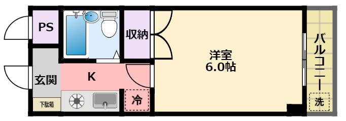 川西高田マンション(1K/3階)の間取り写真