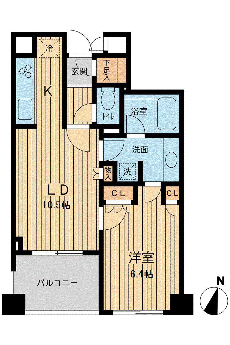 アーデン駒沢パークフロント(1LDK/6階)の間取り写真
