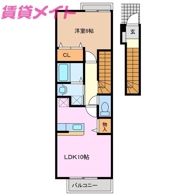 グランツ道(1LDK/2階)の間取り写真
