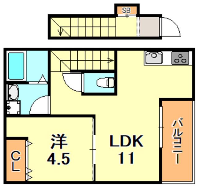 メゾンプラージュ(1LDK/2階)の間取り写真