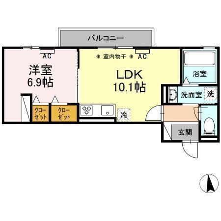 マーメゾン 東田中(1LDK/2階)の間取り写真