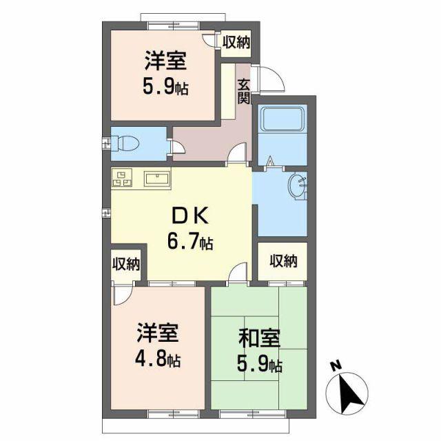 フレグランス・幸(3DK/1階)の間取り写真
