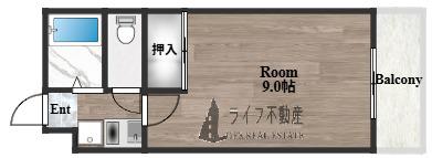 オークグレイス吉田(1K/3階)の間取り写真
