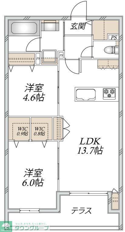 VESTA(2LDK/1階)の間取り写真