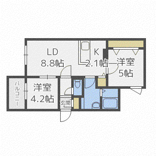 イル・フィーレ(2LDK/4階)の間取り写真