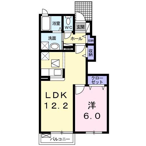 エレヴァートピアC(1LDK/1階)の間取り写真