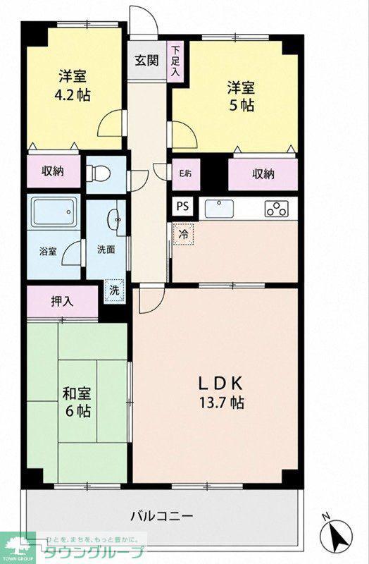 グレース代官3(3LDK/5階)の間取り写真