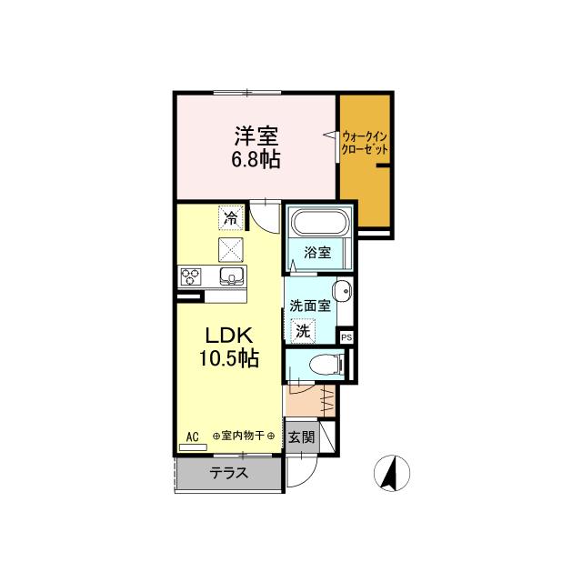 D-ROOM カーサヴェルデ(1LDK/1階)の間取り写真