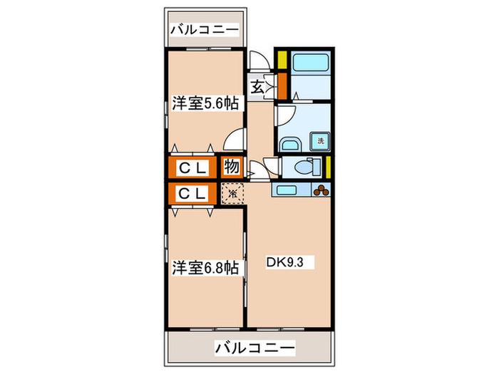 ブリーズヒル(2DK/3階)の間取り写真