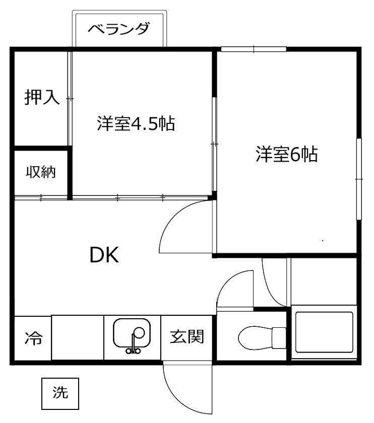 ハイツ柏木(2DK/2階)の間取り写真