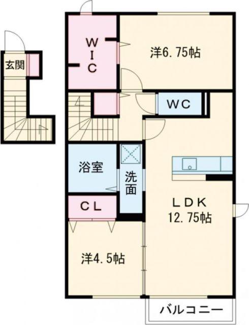ヴァン ベール コート(2LDK/2階)の間取り写真