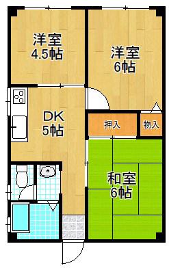 大崎ハイツ(3K/2階)の間取り写真