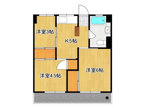 フェリオ甲府北口(3K/6階)の間取り写真