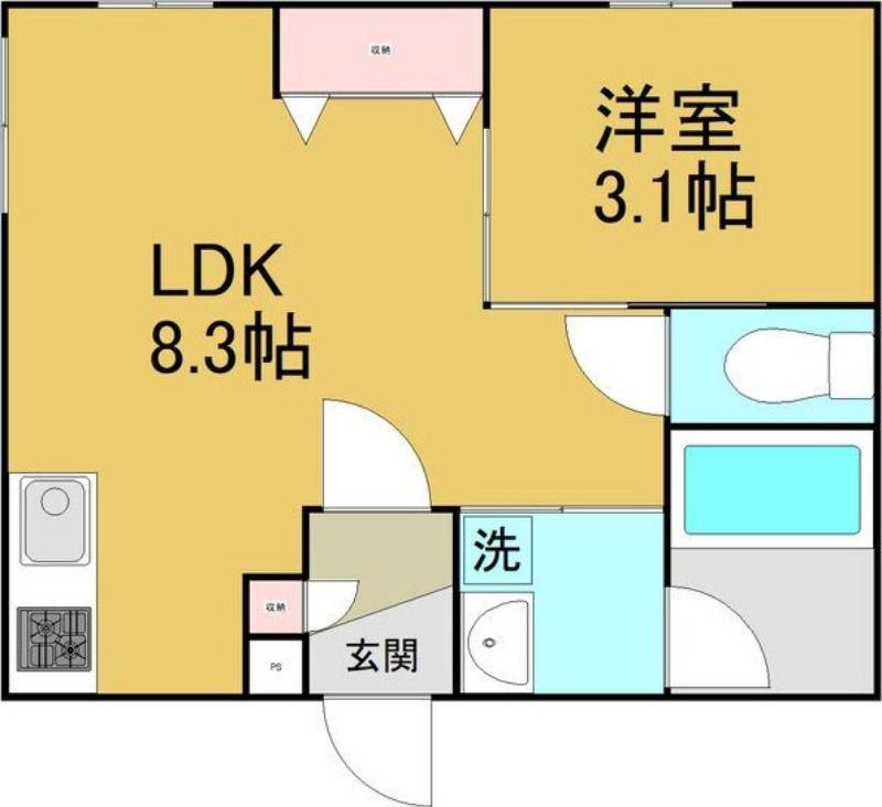 ET TOI 中村公園(1LDK/4階)の間取り写真