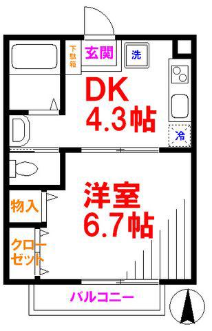 ポポラーレ(1DK/2階)の間取り写真