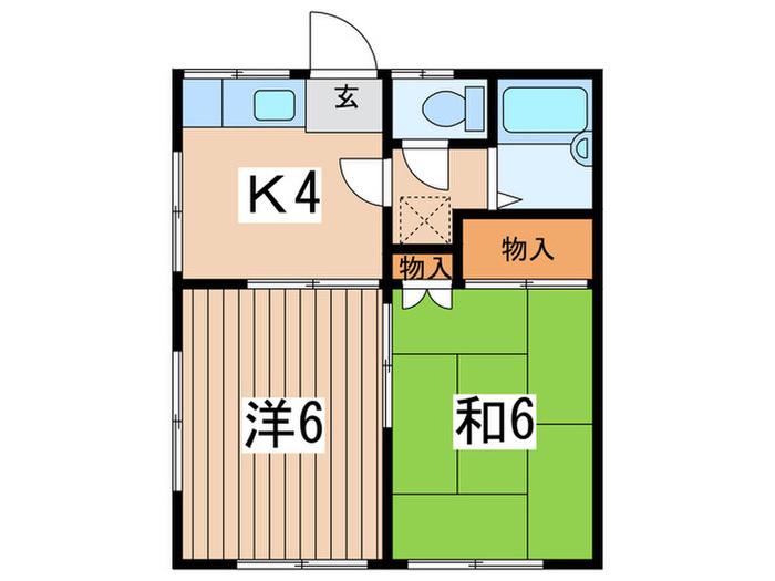 杉本ハイツA(2K/1階)の間取り写真