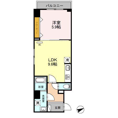 ソラシエスタ(1LDK/3階)の間取り写真