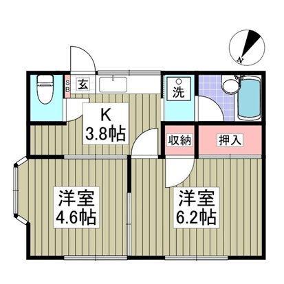 ハイツイレブン(2K/1階)の間取り写真