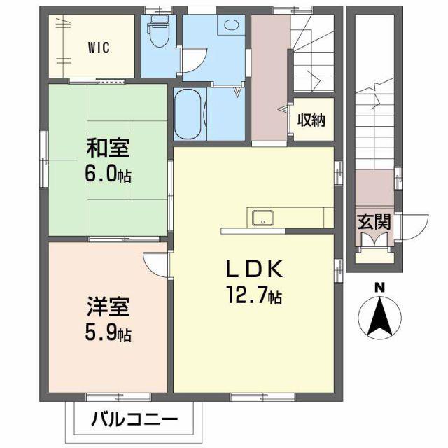 グランコート久万ノ台O(2LDK/2階)の間取り写真