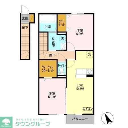 ソフィアクレールA(2LDK/2階)の間取り写真