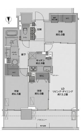 グランドシティタワー月島(3LDK/42階)の間取り写真