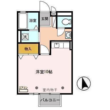センチュリーガーデンA(ワンルーム/1階)の間取り写真