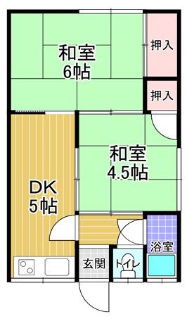 豊永荘(2DK/1階)の間取り写真