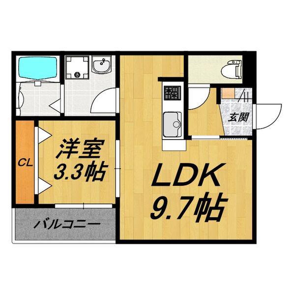 LE COCON 岩倉VI(1LDK/1階)の間取り写真
