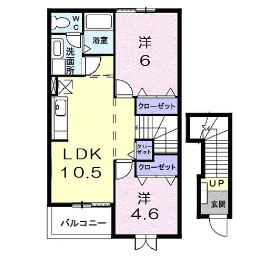 ミニヨンB(2LDK/2階)の間取り写真