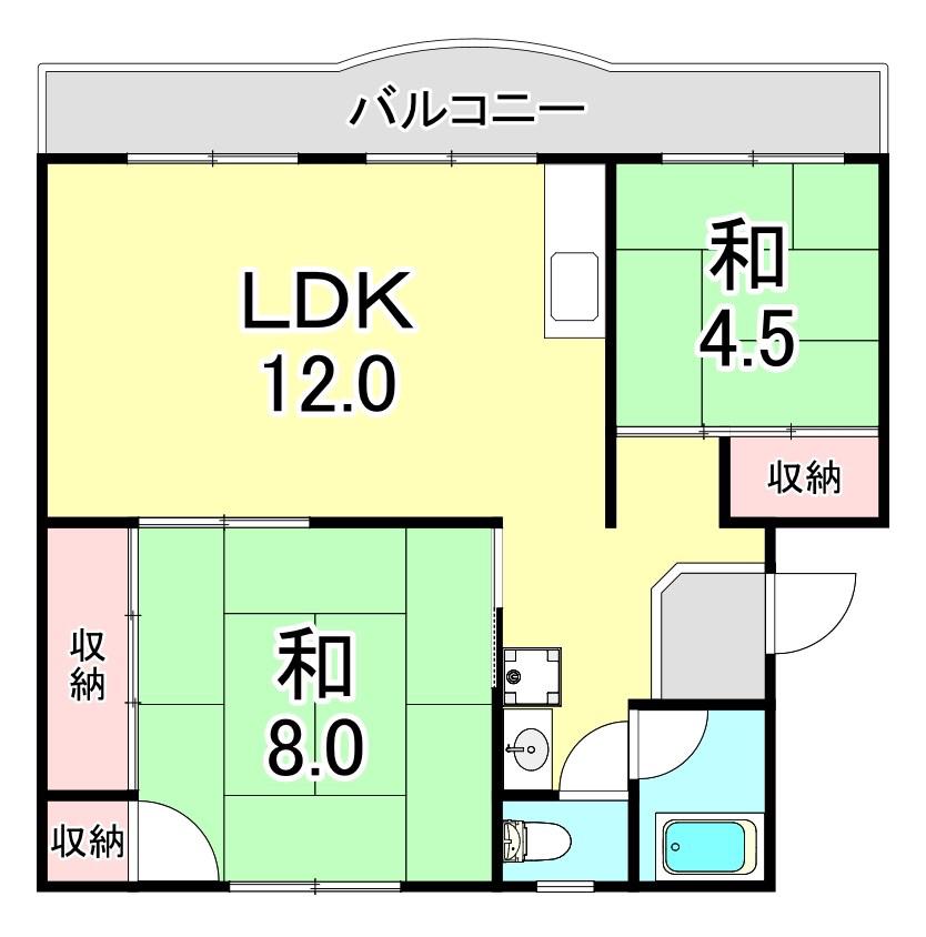 落合農住団地E棟(2LDK/4階)の間取り写真
