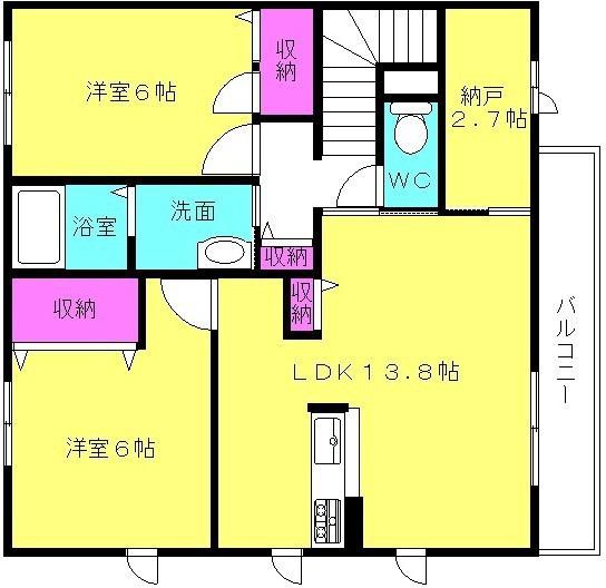 ジラソーレ・パラッツォ(2SLDK/2階)の間取り写真
