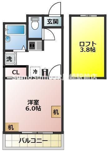 センチュリー武庫元町(1K/2階)の間取り写真