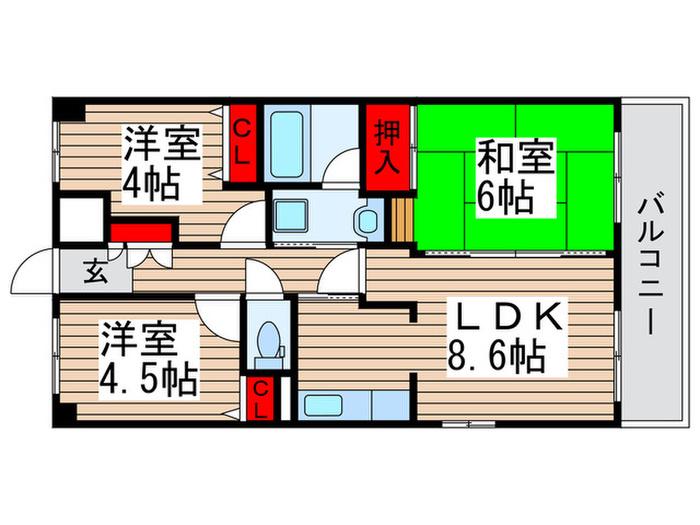 アコール新松戸(3LDK/2階)の間取り写真