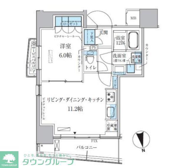 パークアクシス上野松が谷(1LDK/11階)の間取り写真